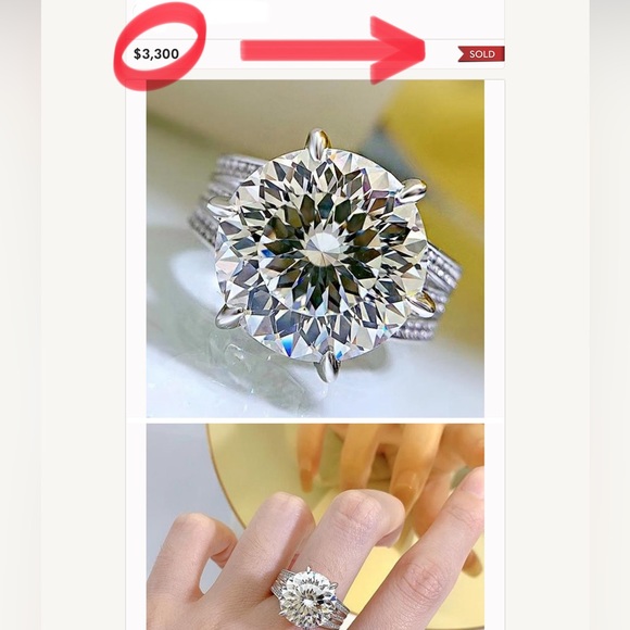 🔥10CT Certified Moissanite Diamond Excellent Cut sparkling Ring Size 7 - Picture 8 of 16